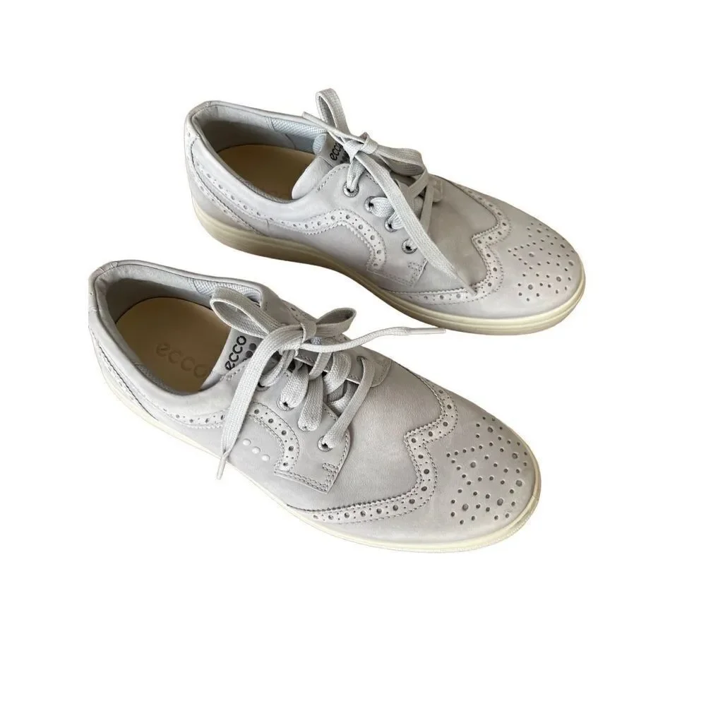 Ecco Mens Gray Wingtip Casual Hybrid Lace Up Golf Sneaker Shoes Size 43